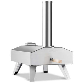 Wood Pellet Fired Outdoor Pizza Oven with 12'' Pizza Ston & Foldable Legs, Portable Stainless Steel Pizza Maker for Camping Picnic