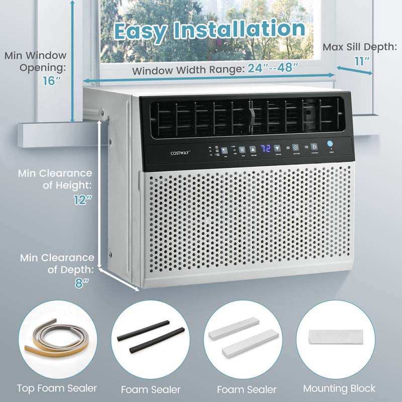 12000 BTU U-Shaped Window Air Conditioner, Ultra Quiet Over the Sill AC Unit with Energy Saver Modes & Remote Control, Cools Rooms up to 400 Sq.Ft