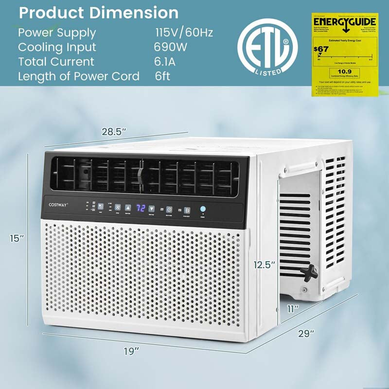 12000 BTU U-Shaped Window Air Conditioner, Ultra Quiet Over the Sill AC Unit with Energy Saver Modes & Remote Control, Cools Rooms up to 400 Sq.Ft