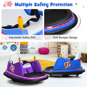 12V Toddler Bumping Car, Battery Powered Baby Ride on Bumper Car with Dual Joysticks, Flashing LED Light & 360 Degree Spin