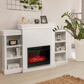 70" Electric Fireplace TV Stand with 28.5" 1500W Insert, Adjustable 3-Color Flame & Remote, Wood Media Console with Storage for Living Room
