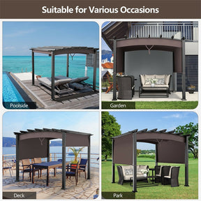 10 x 10 FT Patio Metal Pergola with Retractable Canopy Heavy-Duty Outdoor Pergola for Deck Backyard Garden