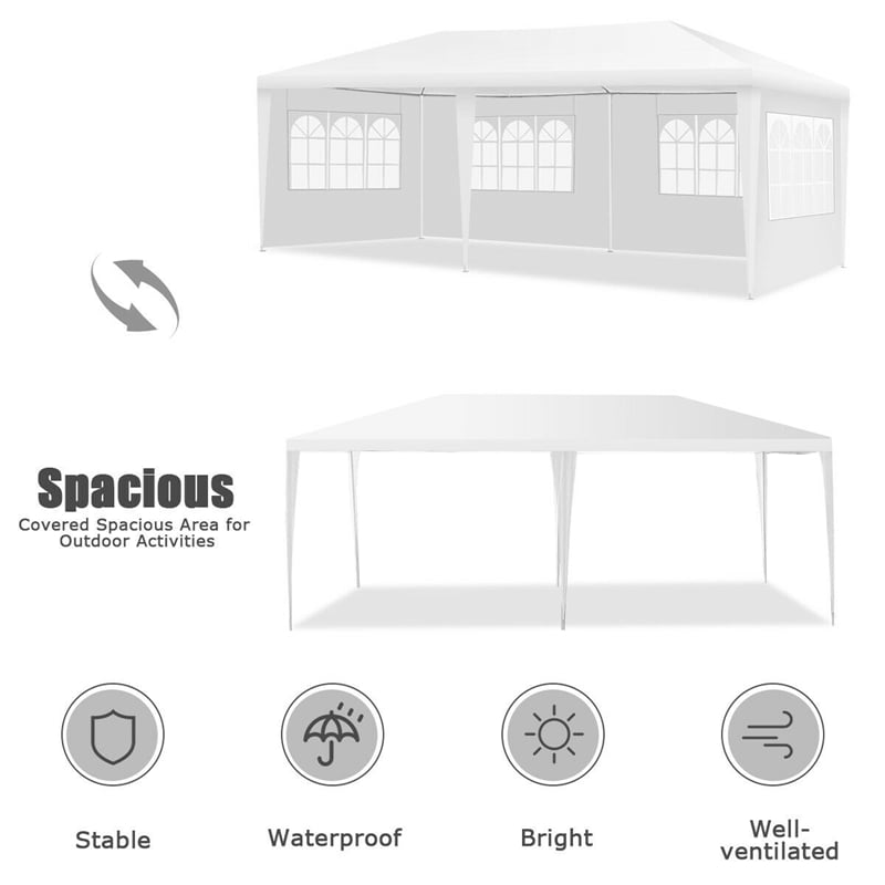 10 x 20 FT Outdoor Canopy Tent Heavy Duty Wedding Party Tent with 4 Removable Sidewalls & Carry Bag