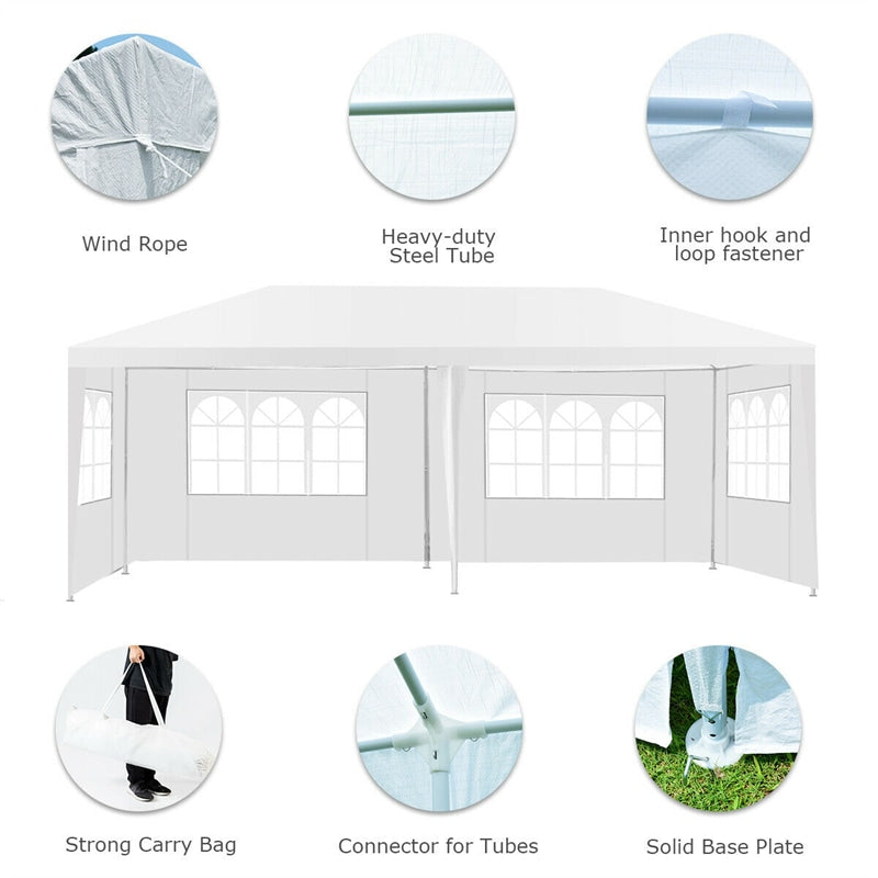 10 x 20 FT Outdoor Canopy Tent Heavy Duty Wedding Party Tent with 4 Removable Sidewalls & Carry Bag