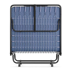 Twin Folding Bed w/ 5" Memory Foam Mattress, Portable Rollaway Guest Bed on Wheels, Heavy Duty Steel Frame, Space-Saving Design, Made in Italy
