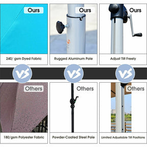 11 FT Patio Offset Cantilever Umbrella 360° Rotation Tilt with Cross Base & Crank Handle