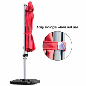 11 FT Patio Offset Cantilever Umbrella 360° Rotation Tilt with Cross Base & Crank Handle