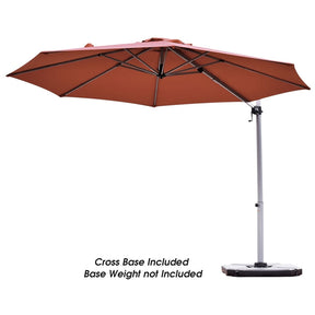 11 FT Patio Offset Cantilever Umbrella 360° Rotation Tilt with Cross Base & Crank Handle