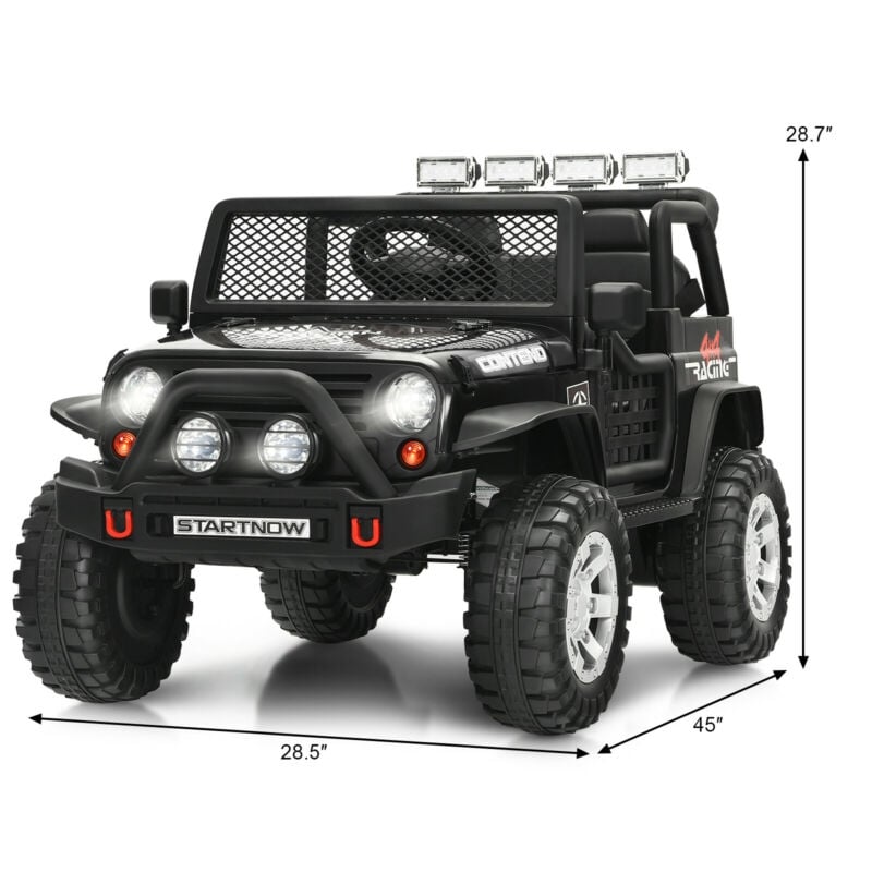 12V 2-Seater Kids Ride On Truck Electric Jeep Car with Remote Control, Spring Suspension, Rocking Function, LED Lights & Bluetooth Music