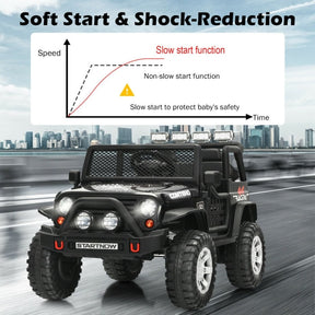 12V 2-Seater Kids Ride On Truck Electric Jeep Car with Remote Control, Spring Suspension, Rocking Function, LED Lights & Bluetooth Music