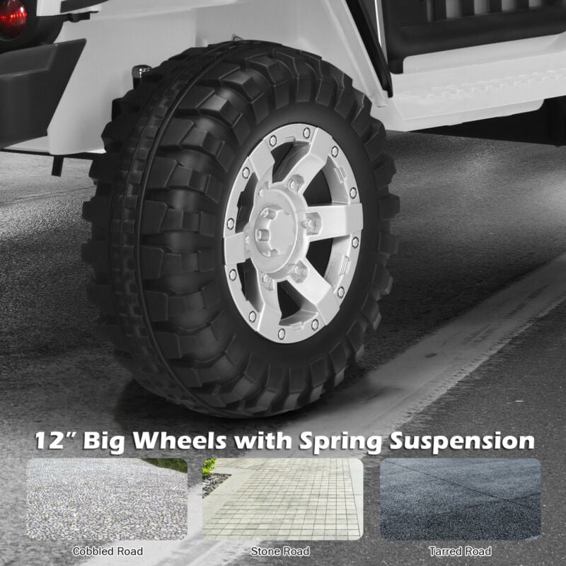 12V 2-Seater Kids Ride On Truck Electric Jeep Car with Remote Control, Spring Suspension, Rocking Function, LED Lights & Bluetooth Music