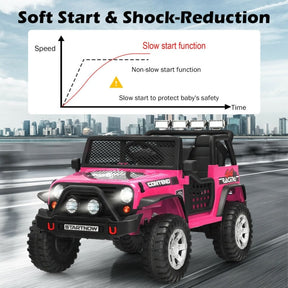 12V 2-Seater Kids Ride On Truck Electric Jeep Car with Remote Control, Spring Suspension, Rocking Function, LED Lights & Bluetooth Music