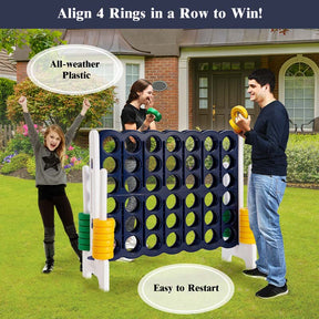 Giant 4-In-A-Row Jumbo 4-to-Score Giant Game Set with 42 Jumbo Rings & Quick-Release Slider