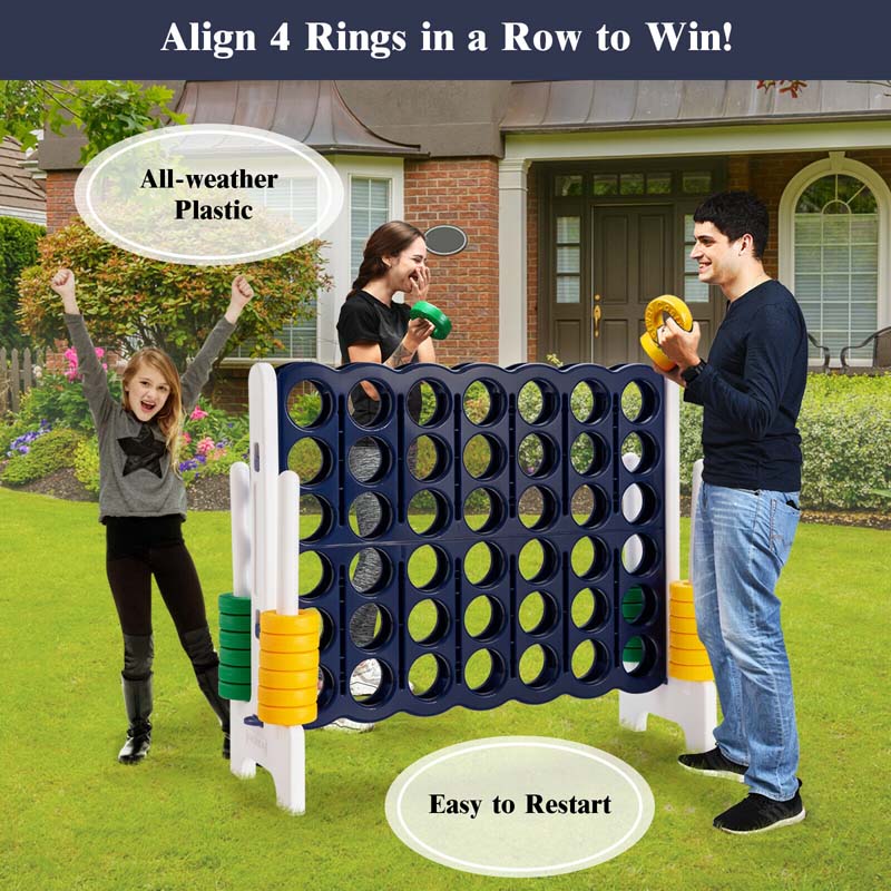 Giant 4-In-A-Row Jumbo 4-to-Score Giant Game Set with 42 Jumbo Rings & Quick-Release Slider