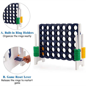 Giant 4-In-A-Row Jumbo 4-to-Score Giant Game Set with 42 Jumbo Rings & Quick-Release Slider