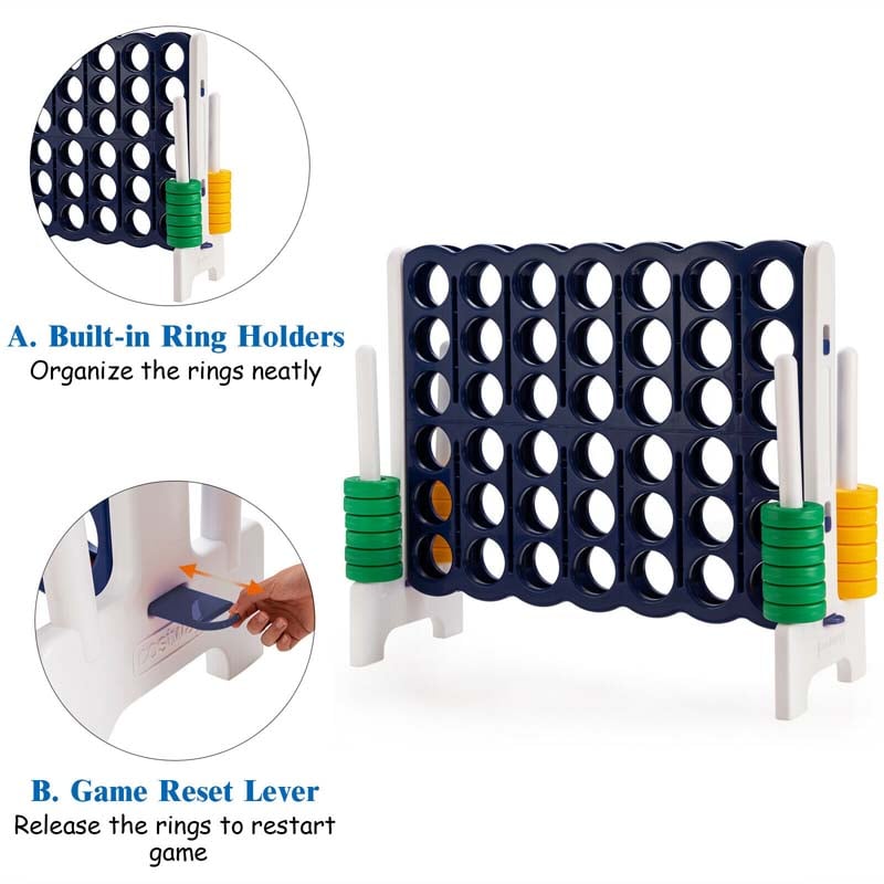 Giant 4-In-A-Row Jumbo 4-to-Score Giant Game Set with 42 Jumbo Rings & Quick-Release Slider