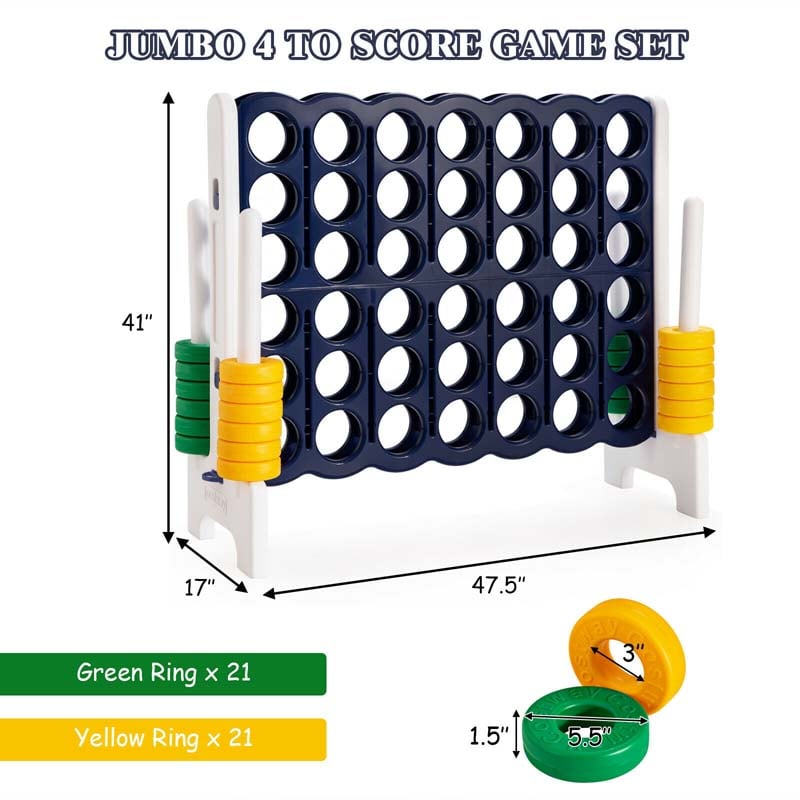 Giant 4-In-A-Row Jumbo 4-to-Score Giant Game Set with 42 Jumbo Rings & Quick-Release Slider