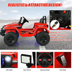Kids Ride on Jeep Truck 12V Battery Powered Electric Vehicle with 2.4G Remote Control