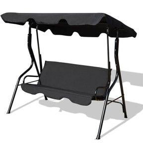 3-Person Cushioned Metal Outdoor Patio Porch Swing Chair Bench Glider with Adjustable Awing Canopy