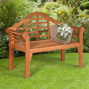 49" Folding Outdoor Eucalyptus Wood Bench, 2-Person Foldable Solid Wood Park Garden Patio Loveseat Chair with Backrest & Armrests for Porch Backyard
