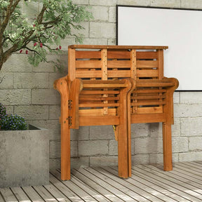 49" Folding Outdoor Eucalyptus Wood Bench, 2-Person Foldable Solid Wood Park Garden Patio Loveseat Chair with Backrest & Armrests for Porch Backyard