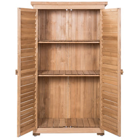 63" Wooden Outdoor Storage Shed, Garden Tool Cabinet Waterproof Portable Shed with Latch Detachable Shelves