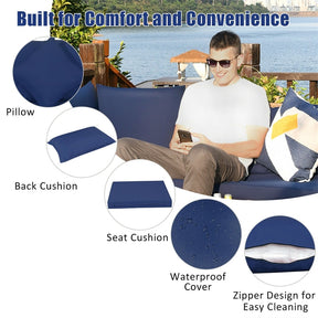 7 Pcs Rattan Patio Sectional Couch Set Outdoor Wicker Furniture Set with Cushions & Coffee Table