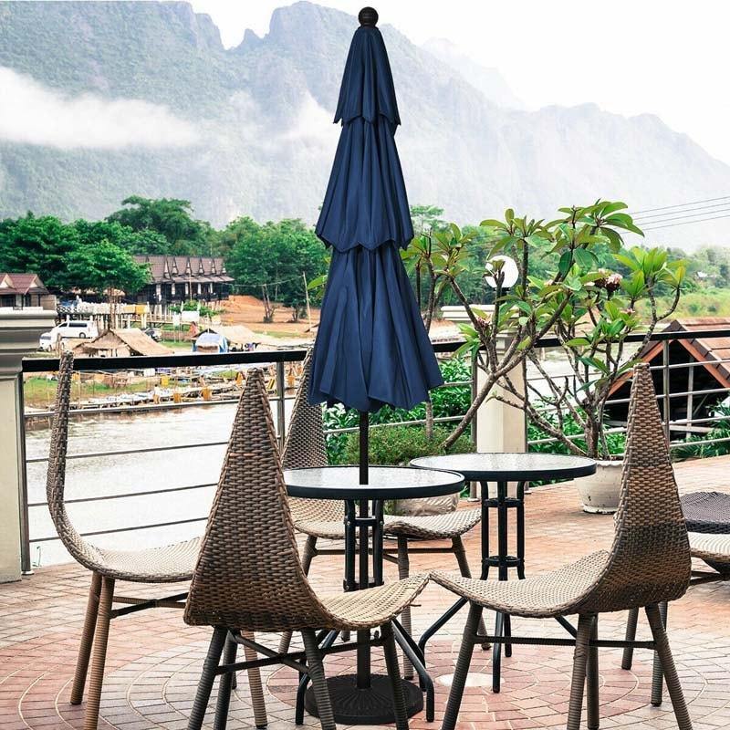 10FT 3 Tier Patio Market Umbrella with Crank & Easy Tilt, Double Vented Outdoor Table Umbrella for Backyard, Poolside, Deck,