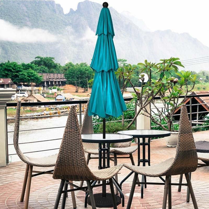 10FT 3 Tier Patio Market Umbrella with Crank & Easy Tilt, Double Vented Outdoor Table Umbrella for Backyard, Poolside, Deck,