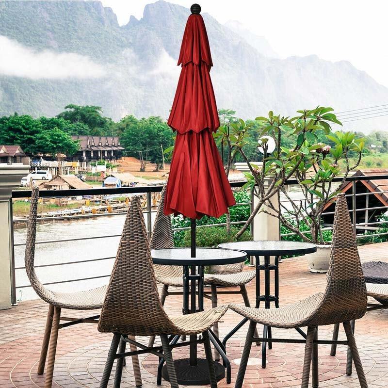 10FT 3 Tier Patio Market Umbrella with Crank & Easy Tilt, Double Vented Outdoor Table Umbrella for Backyard, Poolside, Deck,