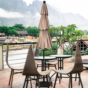 10FT 3 Tier Patio Market Umbrella with Crank & Easy Tilt, Double Vented Outdoor Table Umbrella for Backyard, Poolside, Deck,