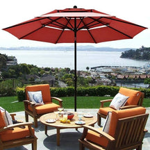 10FT 3 Tier Patio Market Umbrella with Crank & Easy Tilt, Double Vented Outdoor Table Umbrella for Backyard, Poolside, Deck,