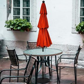 10FT 3 Tier Patio Market Umbrella with Crank & Easy Tilt, Double Vented Outdoor Table Umbrella for Backyard, Poolside, Deck,