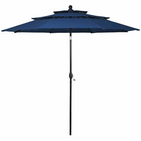 10FT 3 Tier Patio Market Umbrella with Crank & Easy Tilt, Double Vented Outdoor Table Umbrella for Backyard, Poolside, Deck,