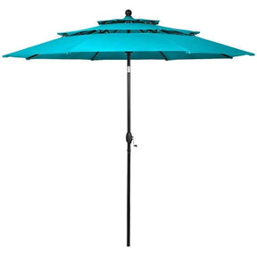 10FT 3 Tier Patio Market Umbrella with Crank & Easy Tilt, Double Vented Outdoor Table Umbrella for Backyard, Poolside, Deck,