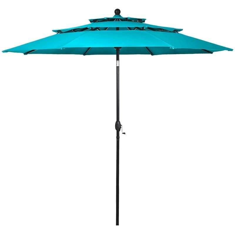 10FT 3 Tier Patio Market Umbrella with Crank & Easy Tilt, Double Vented Outdoor Table Umbrella for Backyard, Poolside, Deck,