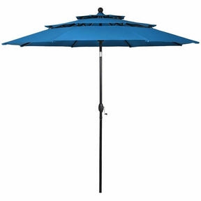 10FT 3 Tier Patio Market Umbrella with Crank & Easy Tilt, Double Vented Outdoor Table Umbrella for Backyard, Poolside, Deck,