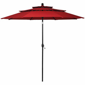 10FT 3 Tier Patio Market Umbrella with Crank & Easy Tilt, Double Vented Outdoor Table Umbrella for Backyard, Poolside, Deck,