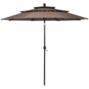 10FT 3 Tier Patio Market Umbrella with Crank & Easy Tilt, Double Vented Outdoor Table Umbrella for Backyard, Poolside, Deck,
