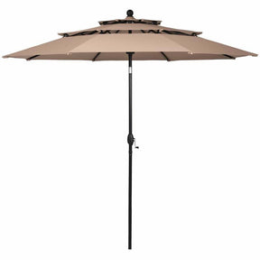 10FT 3 Tier Patio Market Umbrella with Crank & Easy Tilt, Double Vented Outdoor Table Umbrella for Backyard, Poolside, Deck,