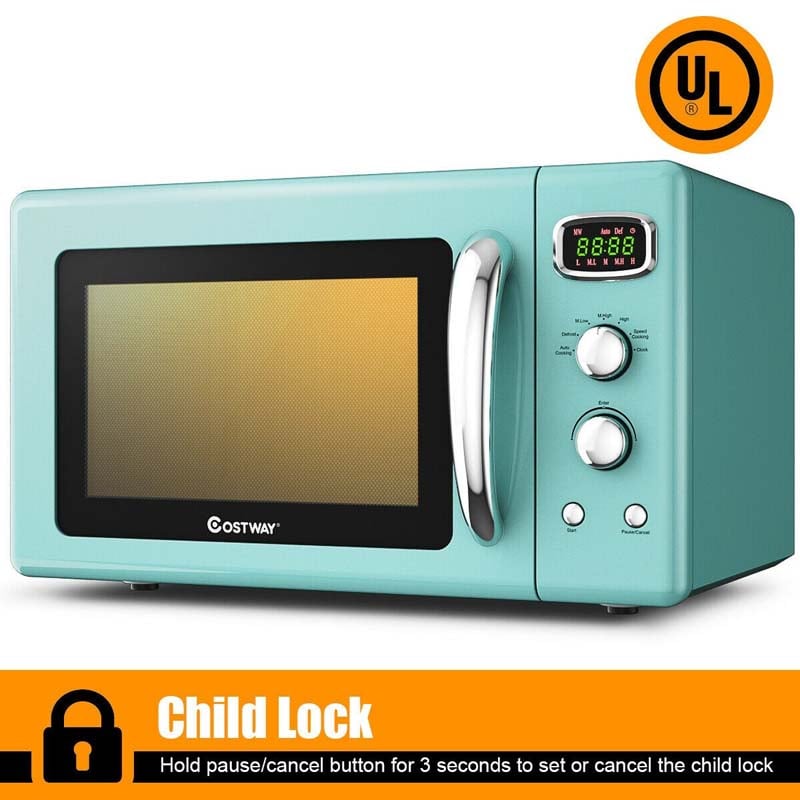 0.9Cu.ft Retro Countertop Microwave Oven 900W with Defrost & Auto Cooking Function, Glass Turntable