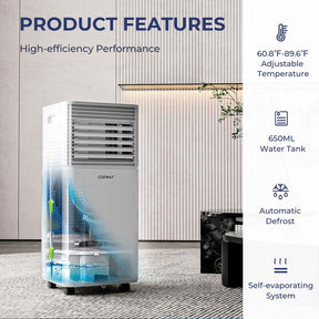 10000 BTU Portable Air Conditioner, 3-in-1 AC Unit Cooler w/ Dehumidifier & Fan for Room up to 350 Sq.Ft, Remote Control, 24H Timer, Window Kit
