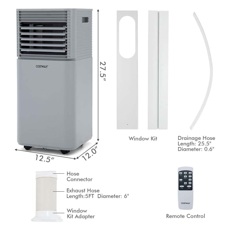 10000 BTU Portable Air Conditioner, 3-in-1 AC Unit Cooler w/ Dehumidifier & Fan for Room up to 350 Sq.Ft, Remote Control, 24H Timer, Window Kit