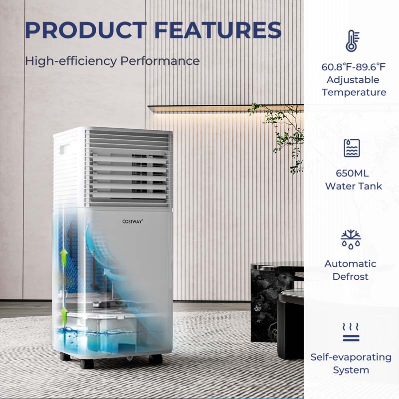 10000 BTU Portable Air Conditioner, 3-in-1 AC Unit Cooler w/ Dehumidifier & Fan for Room up to 350 Sq.Ft, Remote Control, 24H Timer, Window Kit
