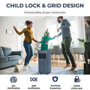10000 BTU 3-in-1 Portable Air Conditioner Air Cooler Fan Dehumidifier with Remote Control, 24H Timer, Child Lock