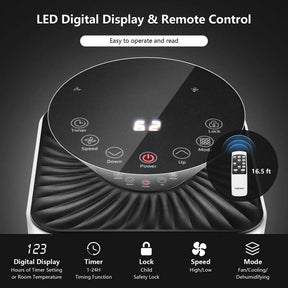 10000 BTU 3-in-1 Portable Air Conditioner Air Cooler Fan Dehumidifier with Remote Control, 24H Timer, Child Lock