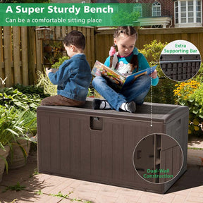 105 Gallon Large Resin Deck Box All Weather Lockable Outdoor Patio Storage Container
