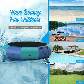10 FT Inflatable Water Bouncer Trampoline Portable Bounce Swim Platform for Lakes Pools Calm Sea