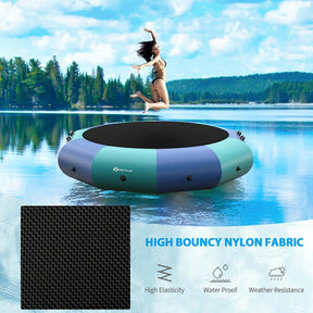 10 FT Inflatable Water Bouncer Trampoline Portable Bounce Swim Platform for Lakes Pools Calm Sea