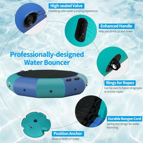 10 FT Inflatable Water Bouncer Trampoline Portable Bounce Swim Platform for Lakes Pools Calm Sea
